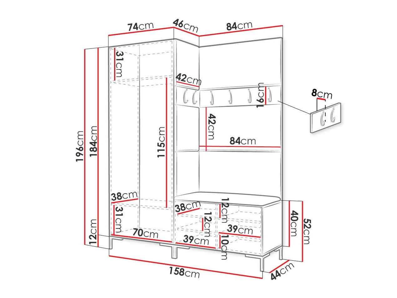 Meuble d'entrée Nomal I (Blanc)