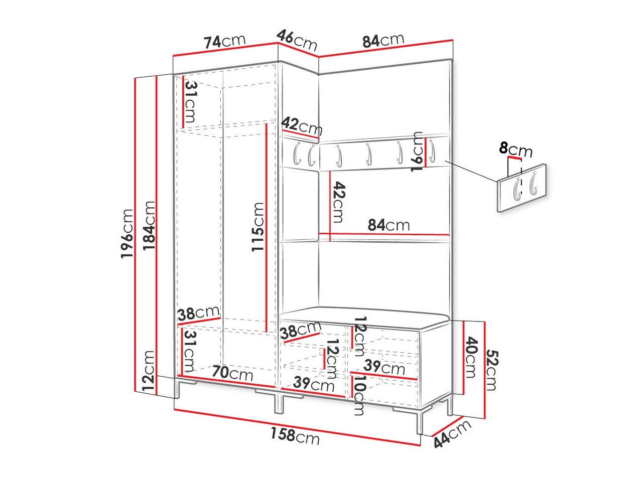 Meuble d'entrée Nomal I (Blanc)