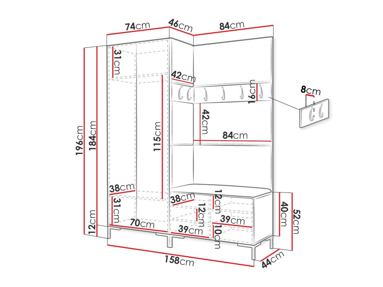 Meuble d'entrée Nomal I (Blanc)