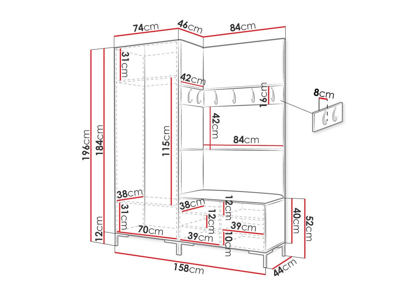 Meuble d'entrée Nomal I (Blanc)