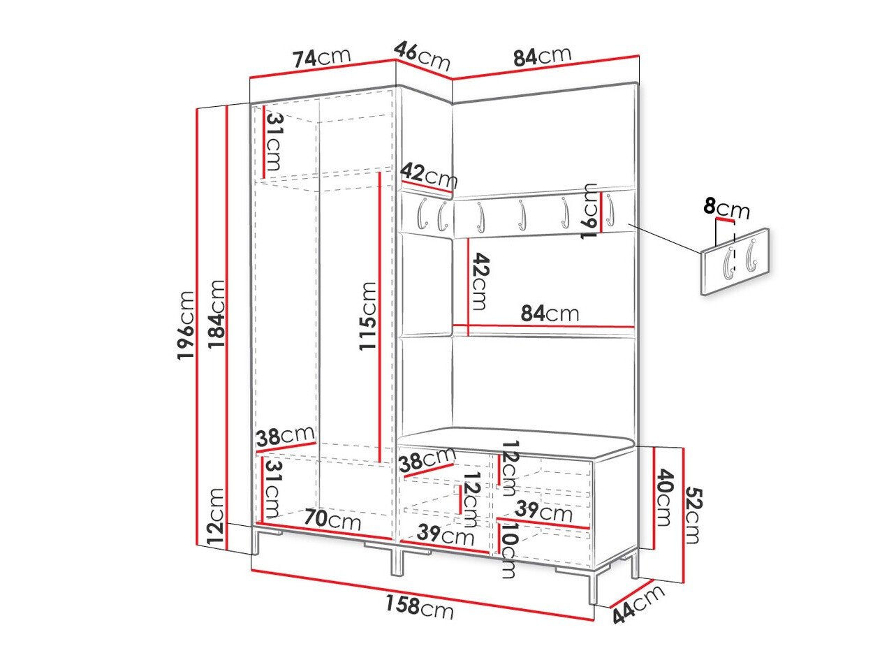 Meuble d'entrée Nomal I (Craft chêne)