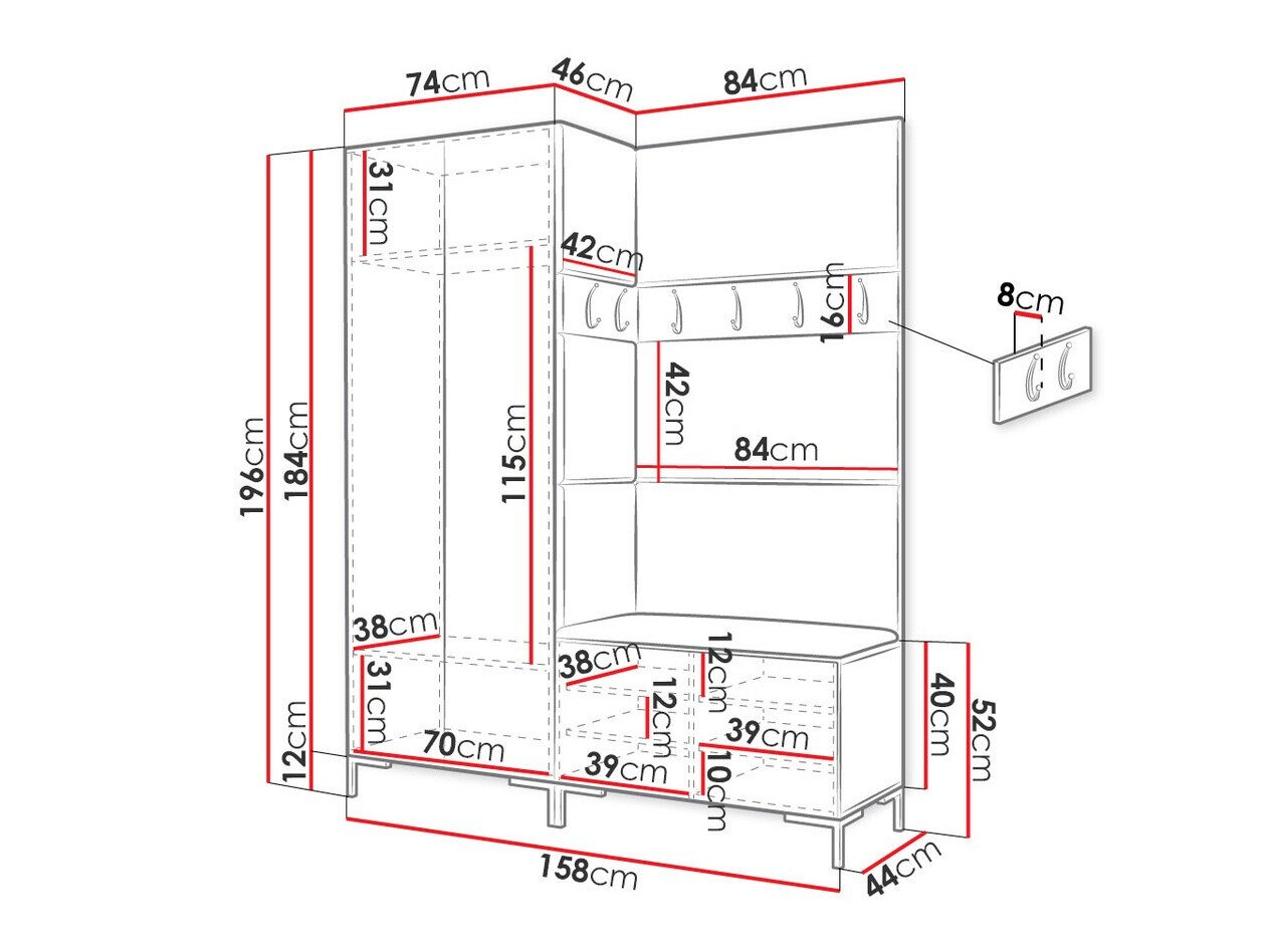 Meuble d'entrée Tivsoa 100 (Craft chêne)