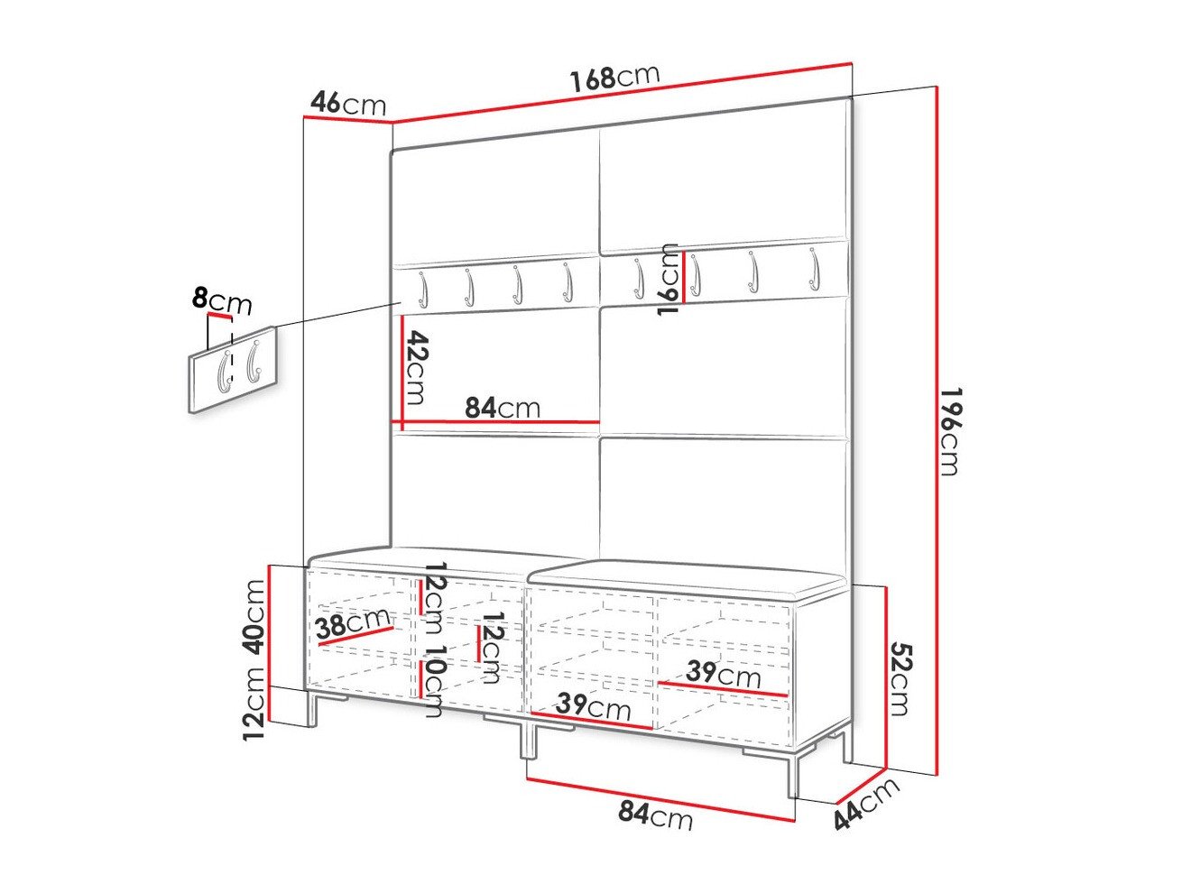 Meuble d'entrée Nomal II (Blanc)