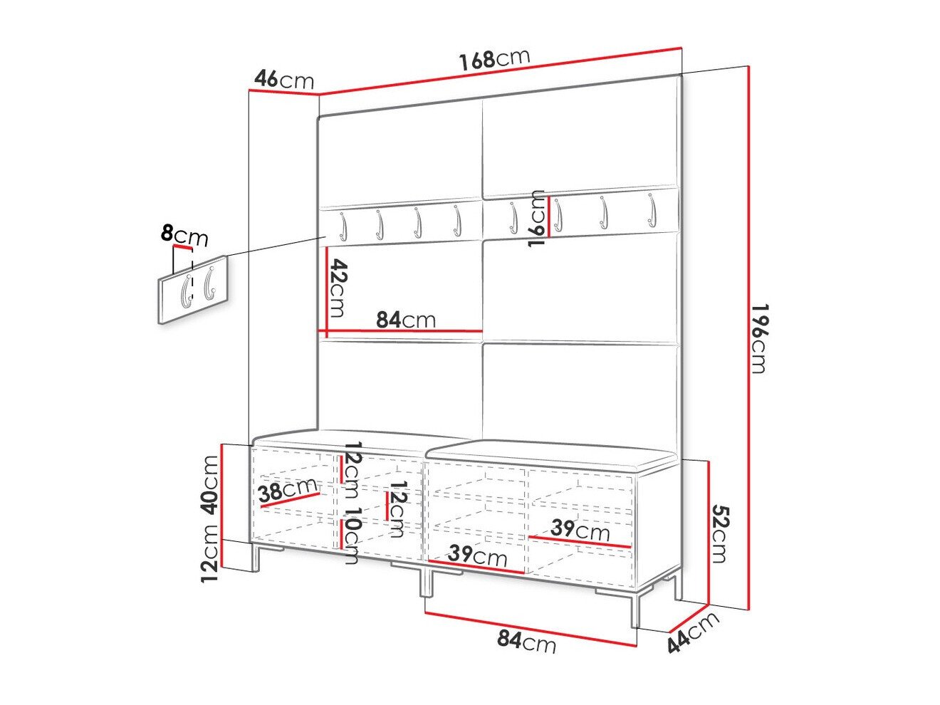 Meuble d'entrée Tivsoa 101 (Blanc)