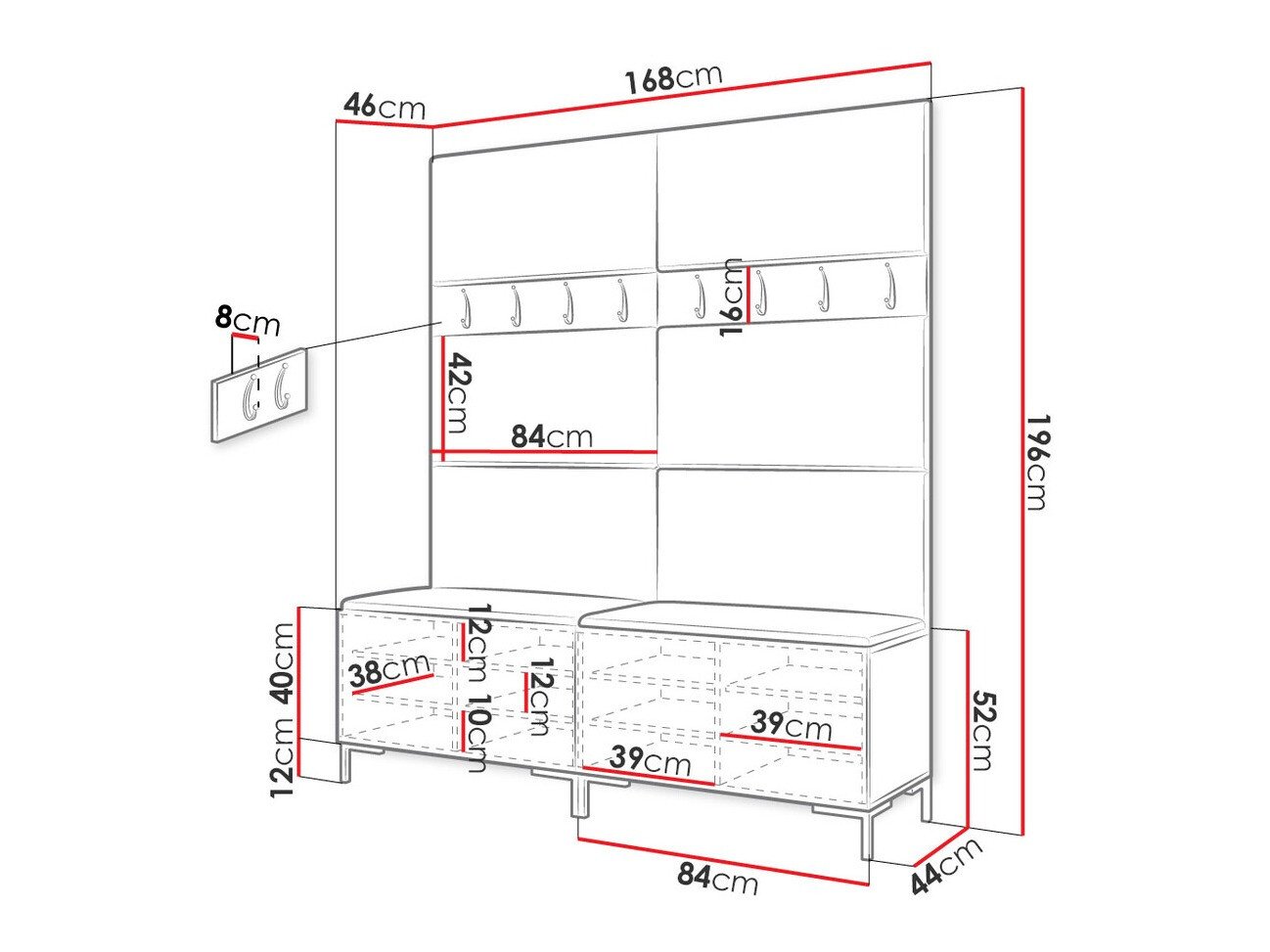 Meuble d'entrée Tivsoa 101 (Blanc)