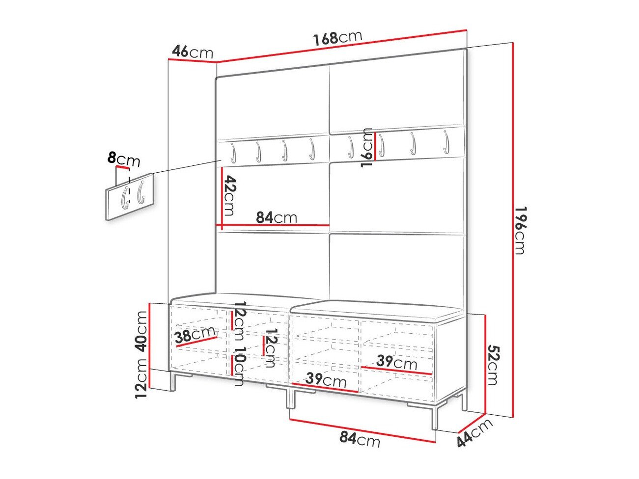 Meuble d'entrée Tivsoa 101 (Blanc)