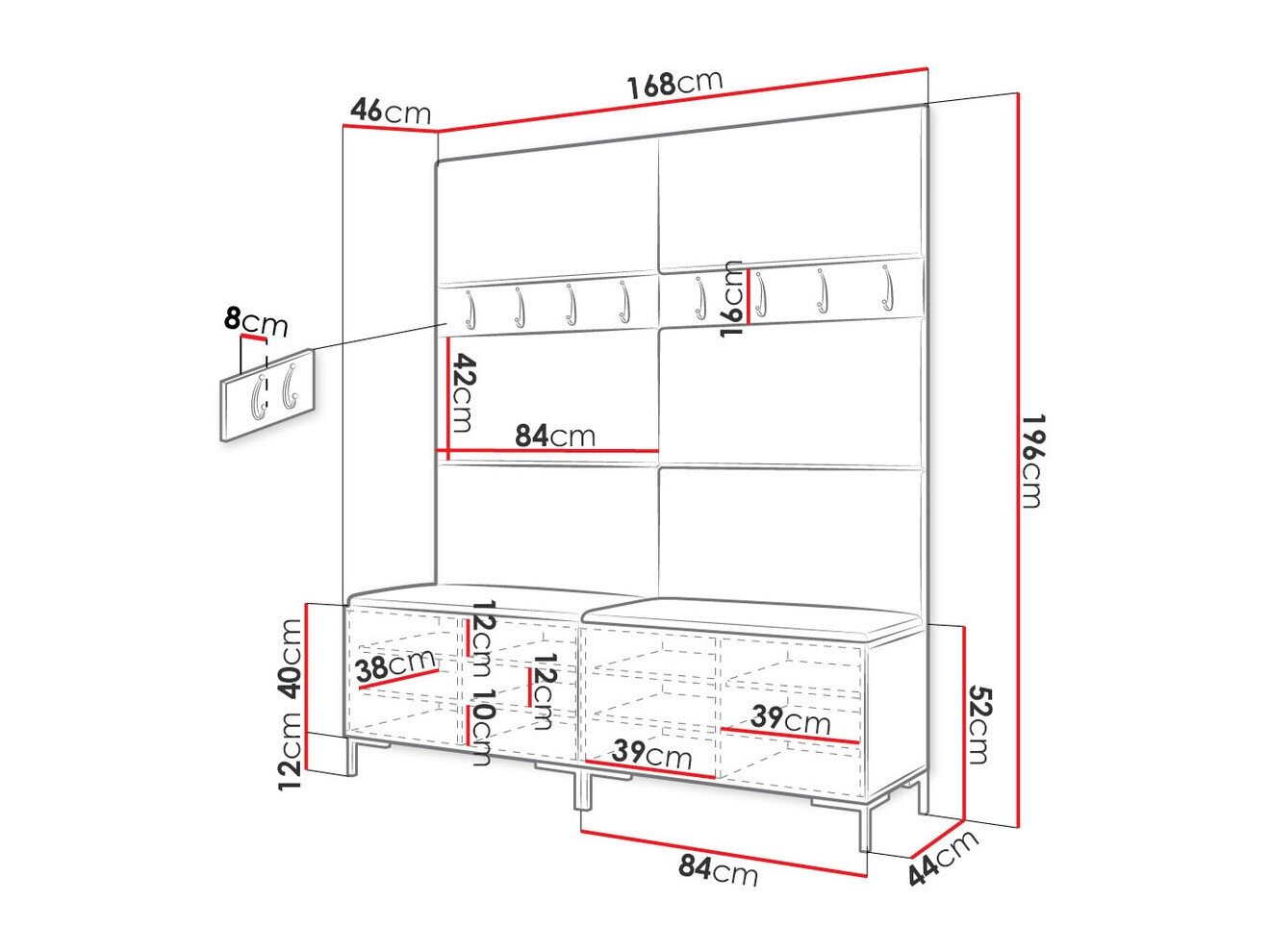 Meuble d'entrée Tivsoa 101 (Blanc)