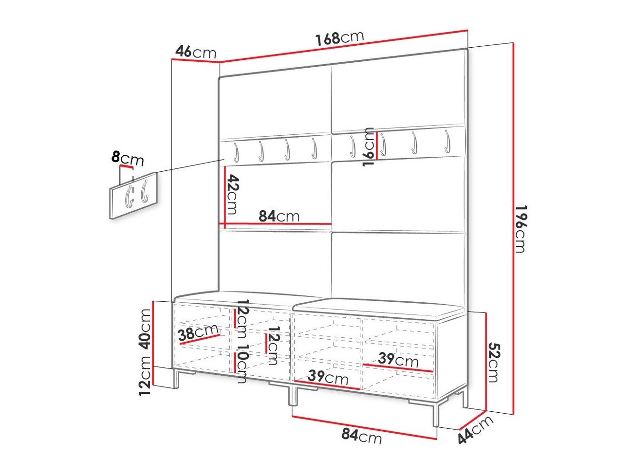 Meuble d'entrée Tivsoa 101 (Blanc)
