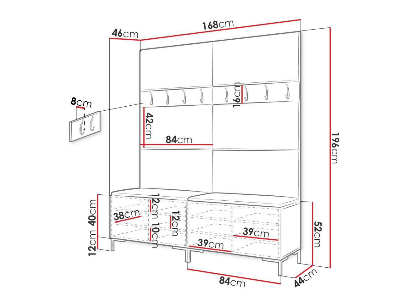 Meuble d'entrée Tivsoa 101 (Blanc)