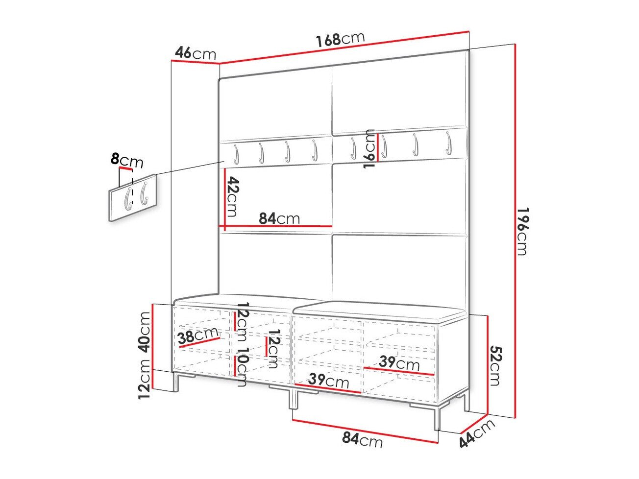 Meuble d'entrée Tivsoa 101 (Noir)