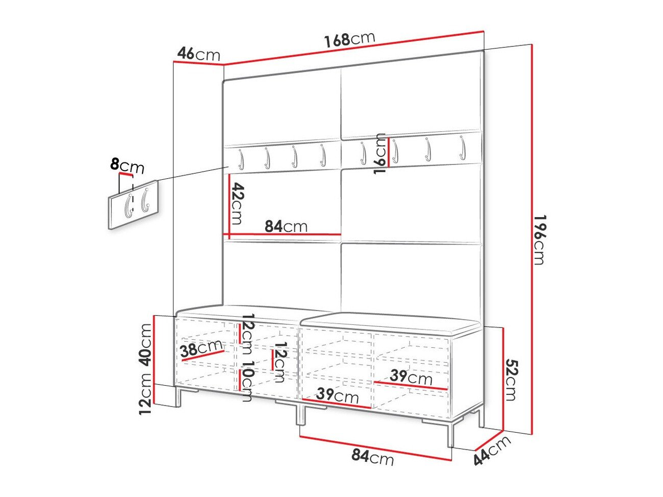 Meuble d'entrée Tivsoa 101 (Noir)