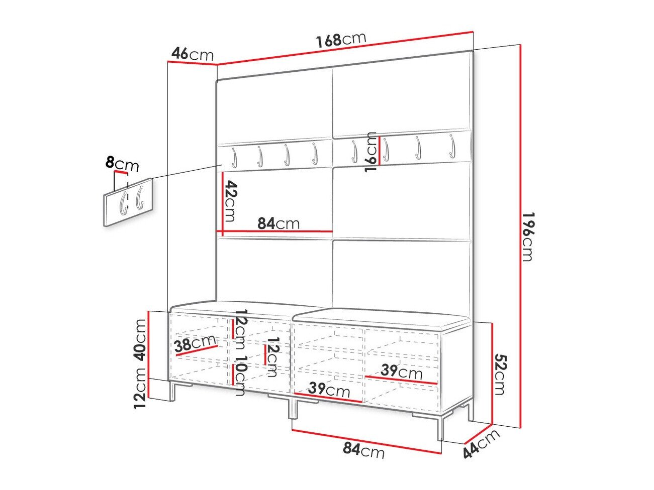 Meuble d'entrée Tivsoa 101 (Noir)