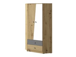 Armoire d'angle Almira 101 (Chêne Artisan + Blanc + Gris)