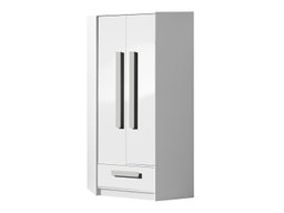 Armoire d'angle Merevari 103 (Blanc + Blanc brillant + Gris)