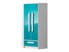 Armoire d'angle Merevari 103 (Blanc + Brillant Turquoise)