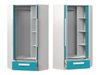 Armoire d'angle Merevari 103 (Blanc + Brillant Turquoise)