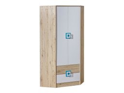 Armoire d'angle Tolfere 102 (Chêne clair + Blanc + Turquoise)