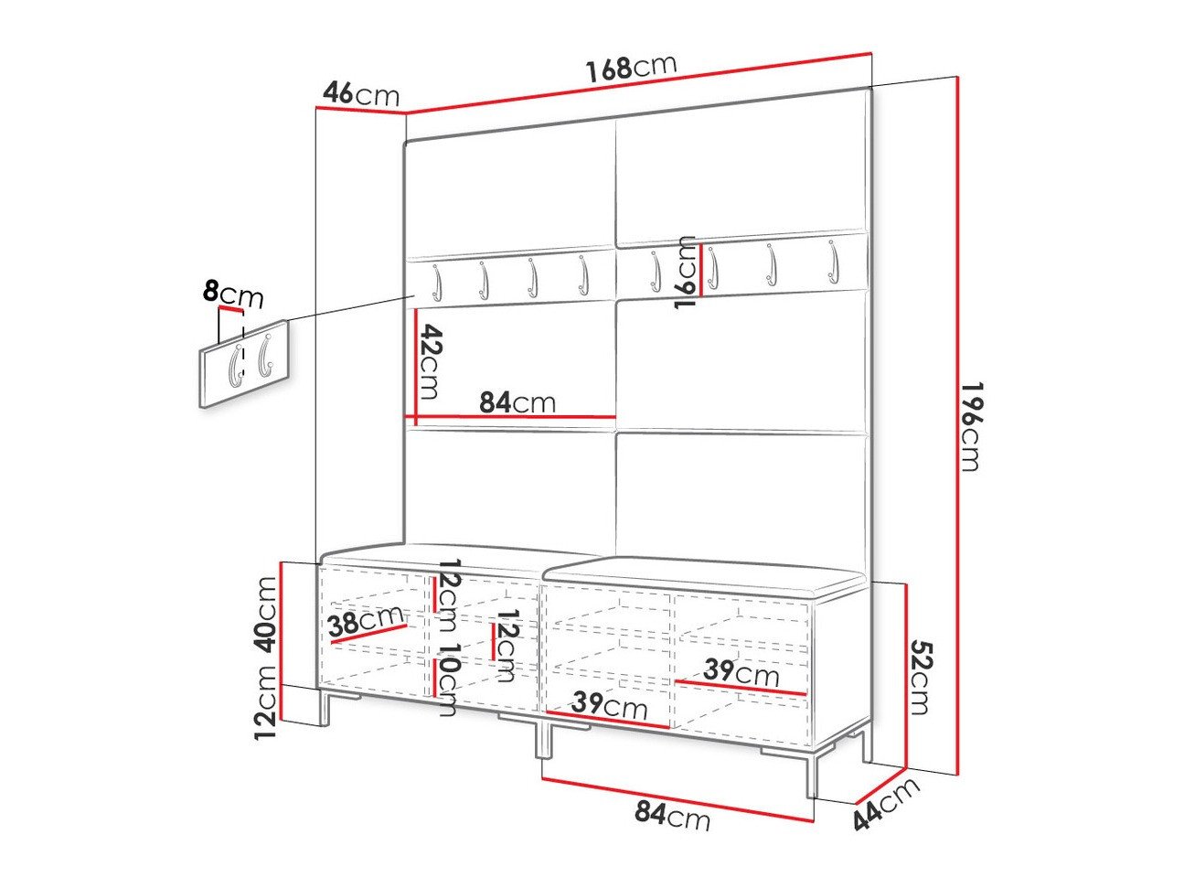 Meuble d'entrée Nomal II (Craft chêne)