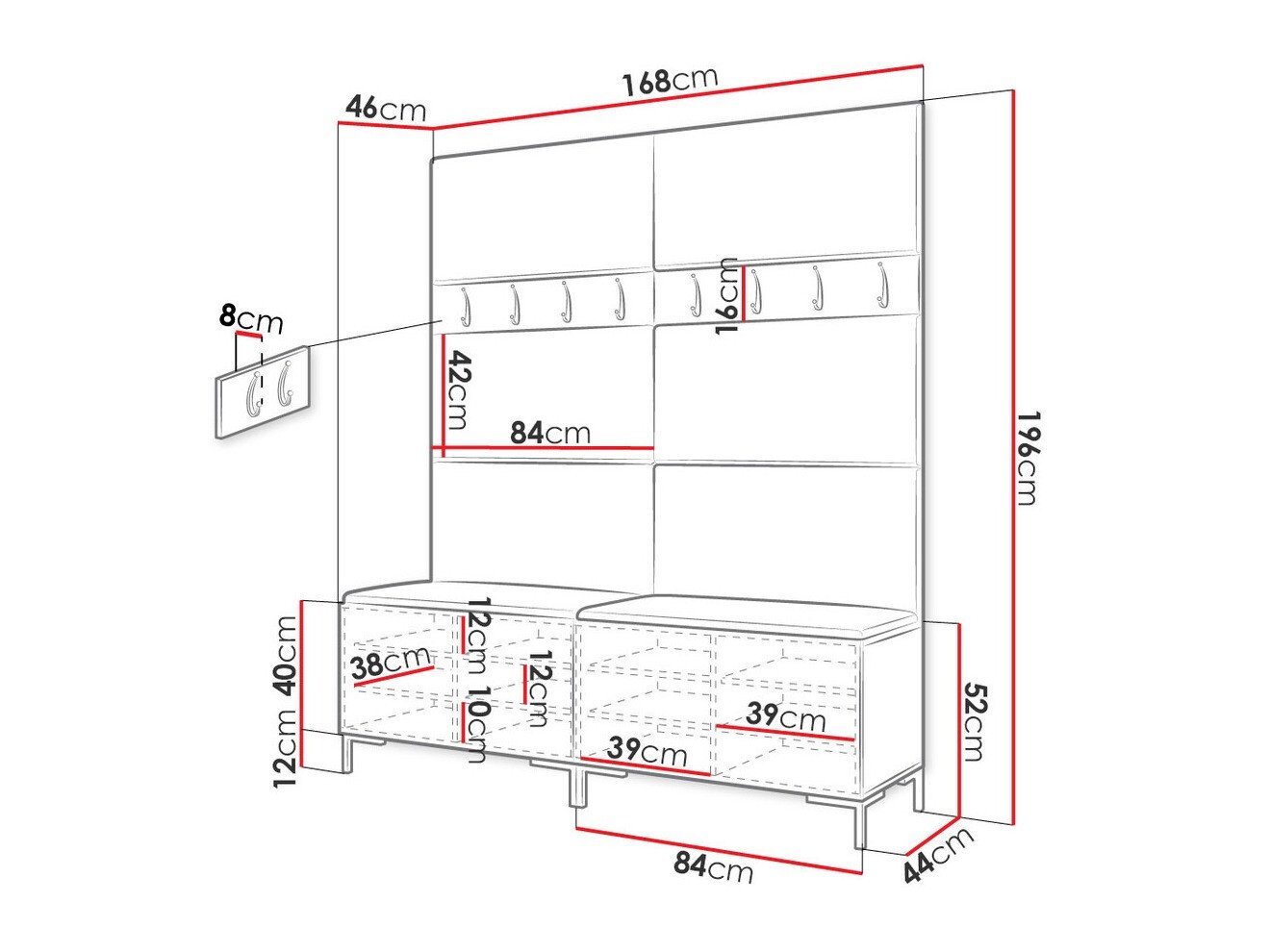 Meuble d'entrée Tivsoa 101 (Blanc)