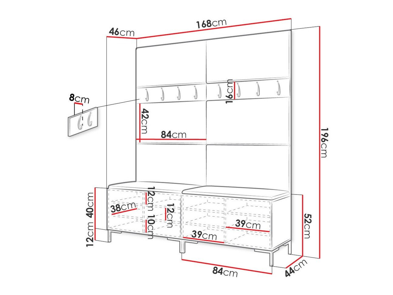 Meuble d'entrée Tivsoa 101 (Craft chêne)