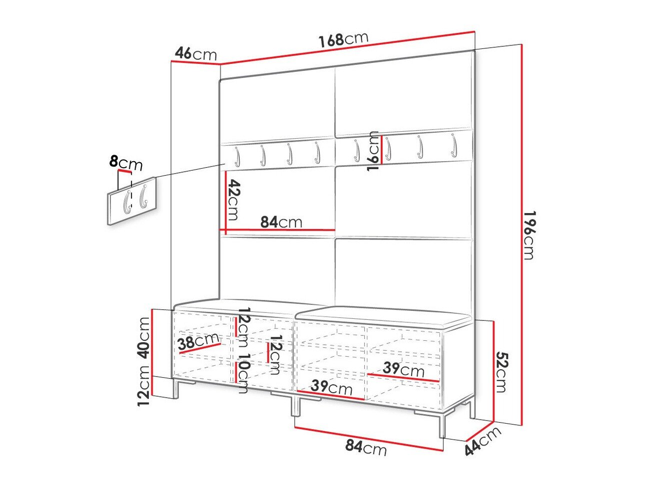Meuble d'entrée Tivsoa 101 (Craft chêne)