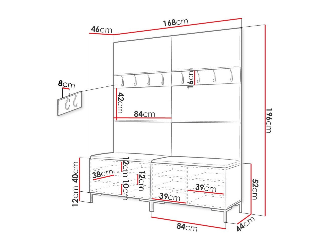 Meuble d'entrée Tivsoa 101 (Craft chêne)
