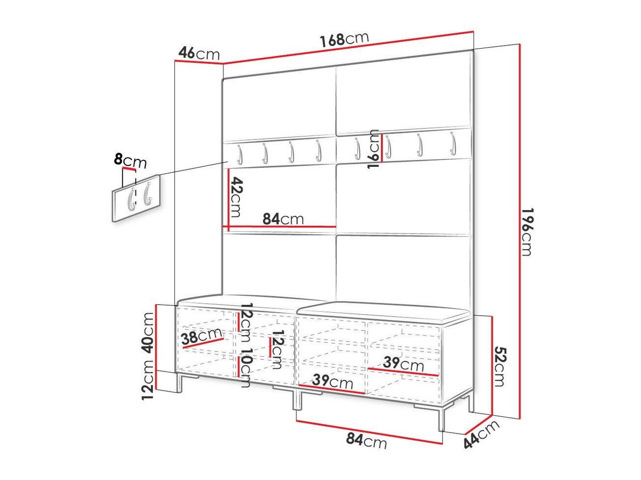 Meuble d'entrée Tivsoa 101 (Craft chêne)
