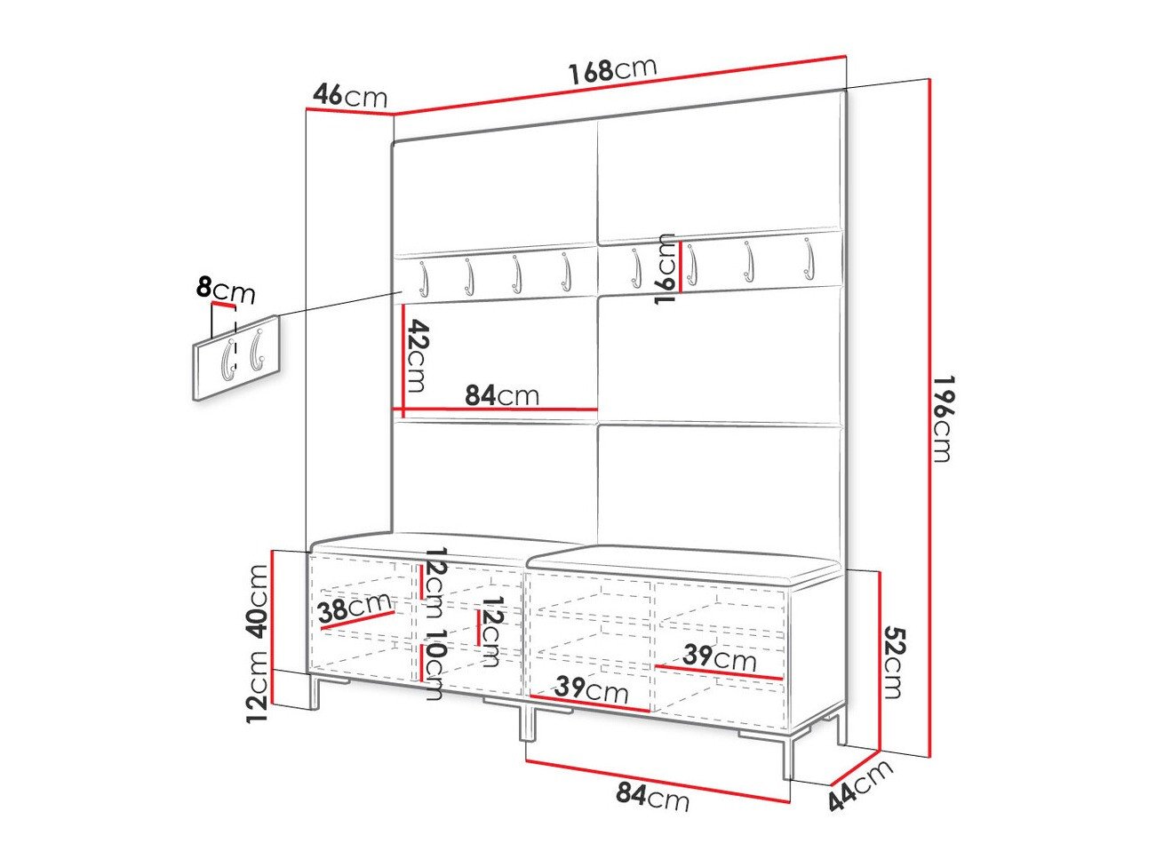 Meuble d'entrée Tivsoa 101 (Craft chêne)