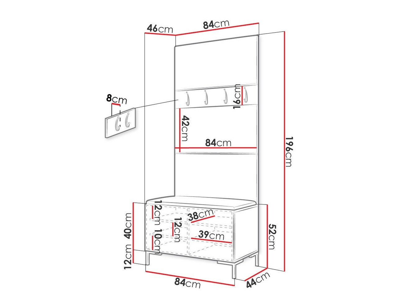 Meuble d'entrée Tivsoa 102 (Manila 26)