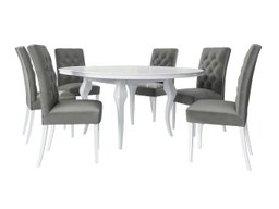 Salle à manger complète Racine 129 (Blanc brillant + Magic Velvet 2217)