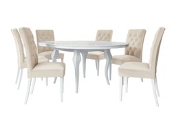 Salle à manger complète Racine 129 (Blanc brillant + Magic Velvet 2250)