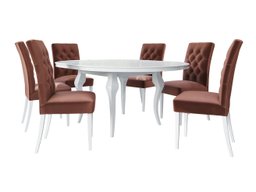 Salle à manger complète Racine 138 (Blanc brillant + Magic Velvet 2258)