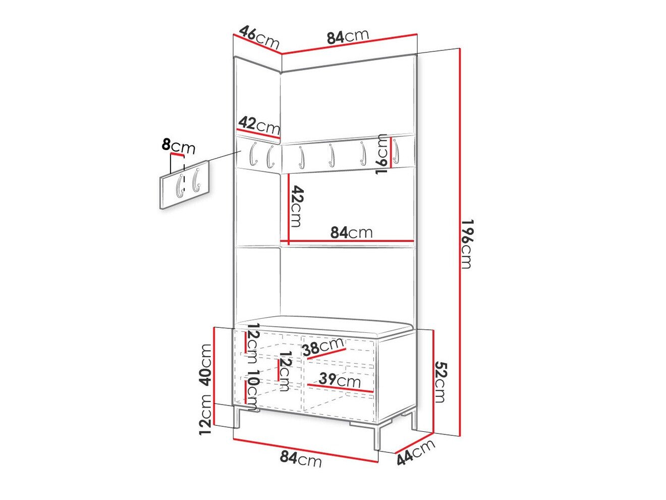 Meuble d'entrée Nomal IV (Blanc)
