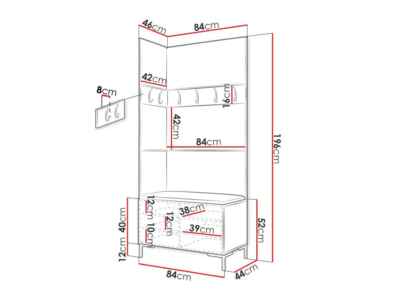 Meuble d'entrée Nomal IV (Blanc)