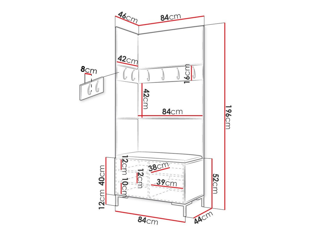 Meuble d'entrée Nomal IV (Blanc)