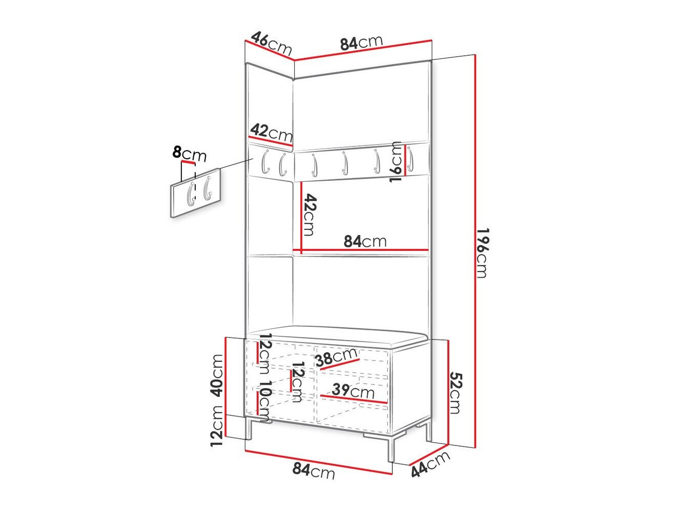 Meuble d'entrée Nomal IV (Craft chêne)