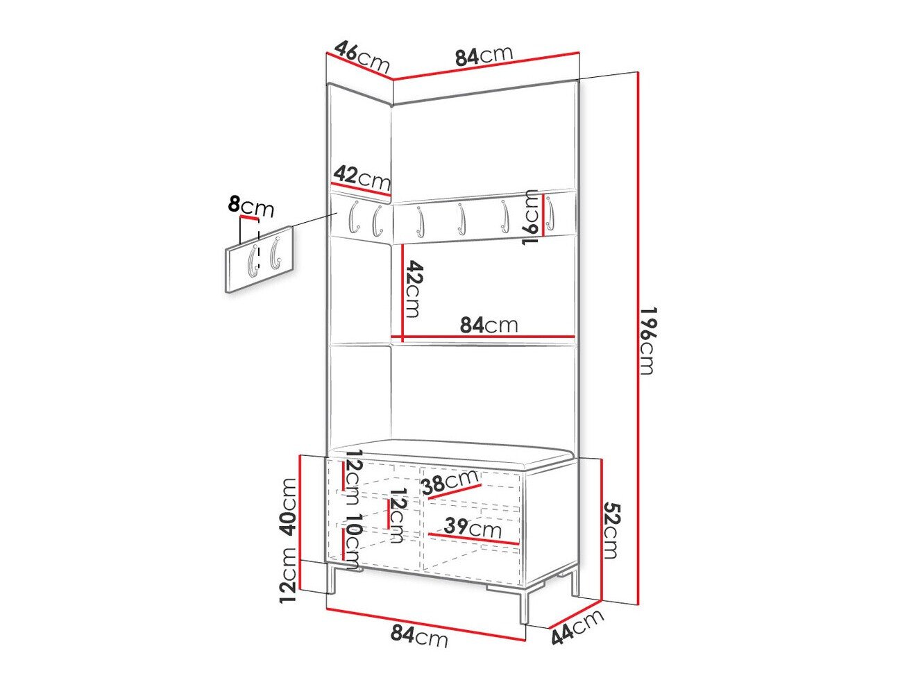 Meuble d'entrée Nomal IV (Craft chêne)