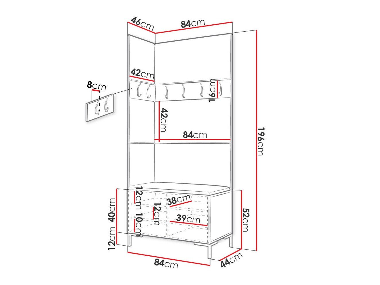 Meuble d'entrée Nomal IV (Craft chêne)