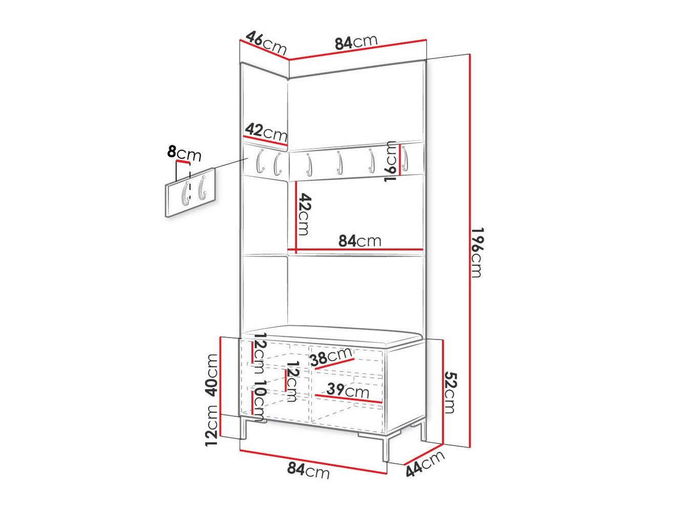 Meuble d'entrée Nomal IV (Craft chêne)