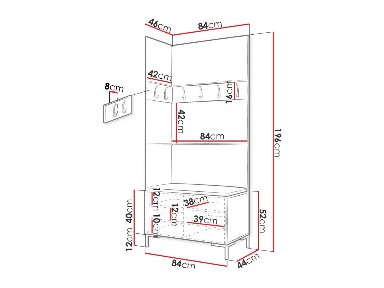 Meuble d'entrée Nomal IV (Noir)