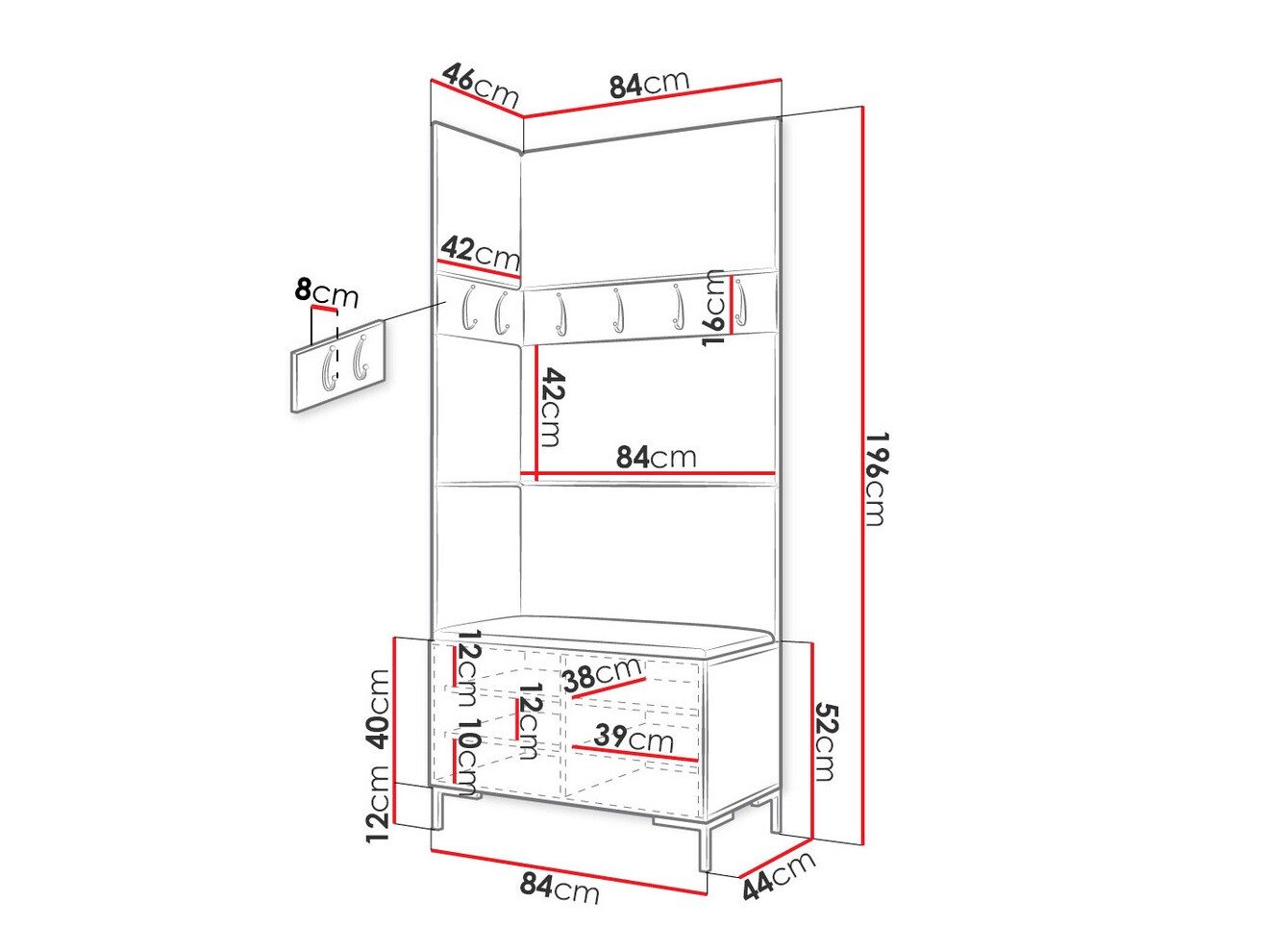 Meuble d'entrée Nomal IV (Noir)