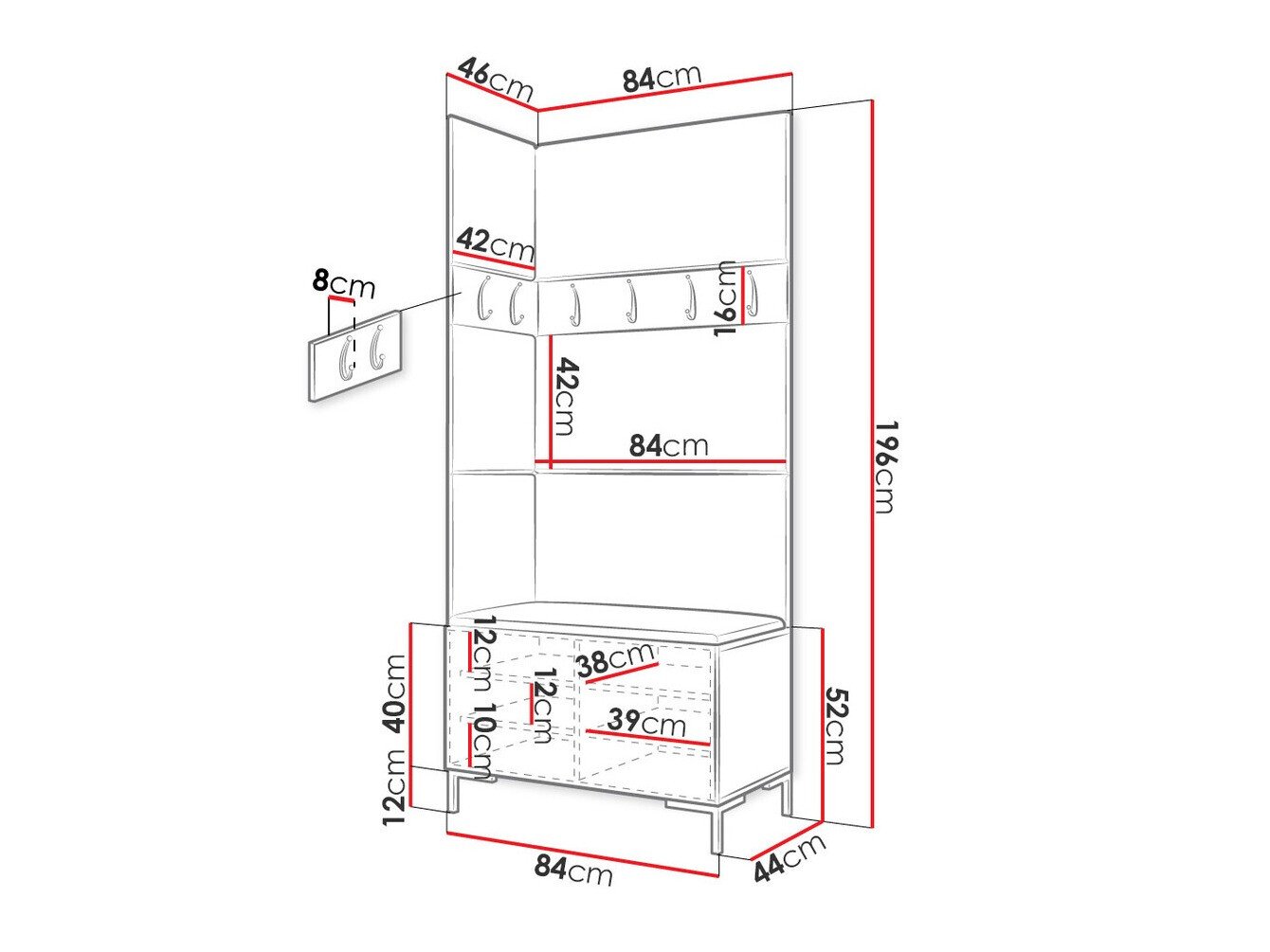 Meuble d'entrée Nomal IV (Noir)