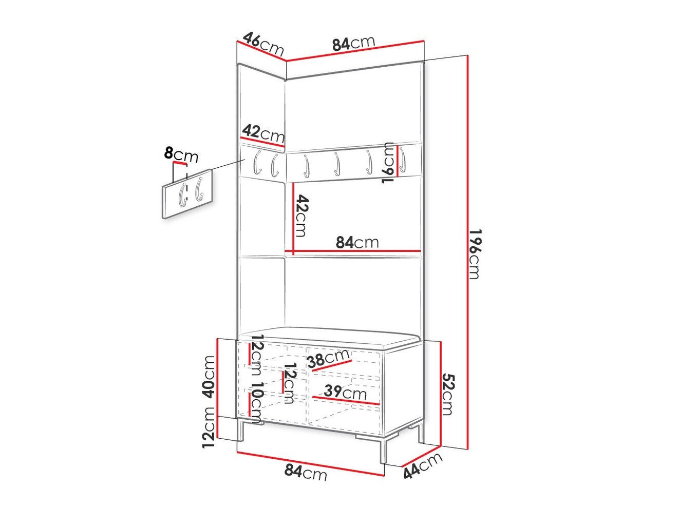 Meuble d'entrée Nomal IV (Noir)