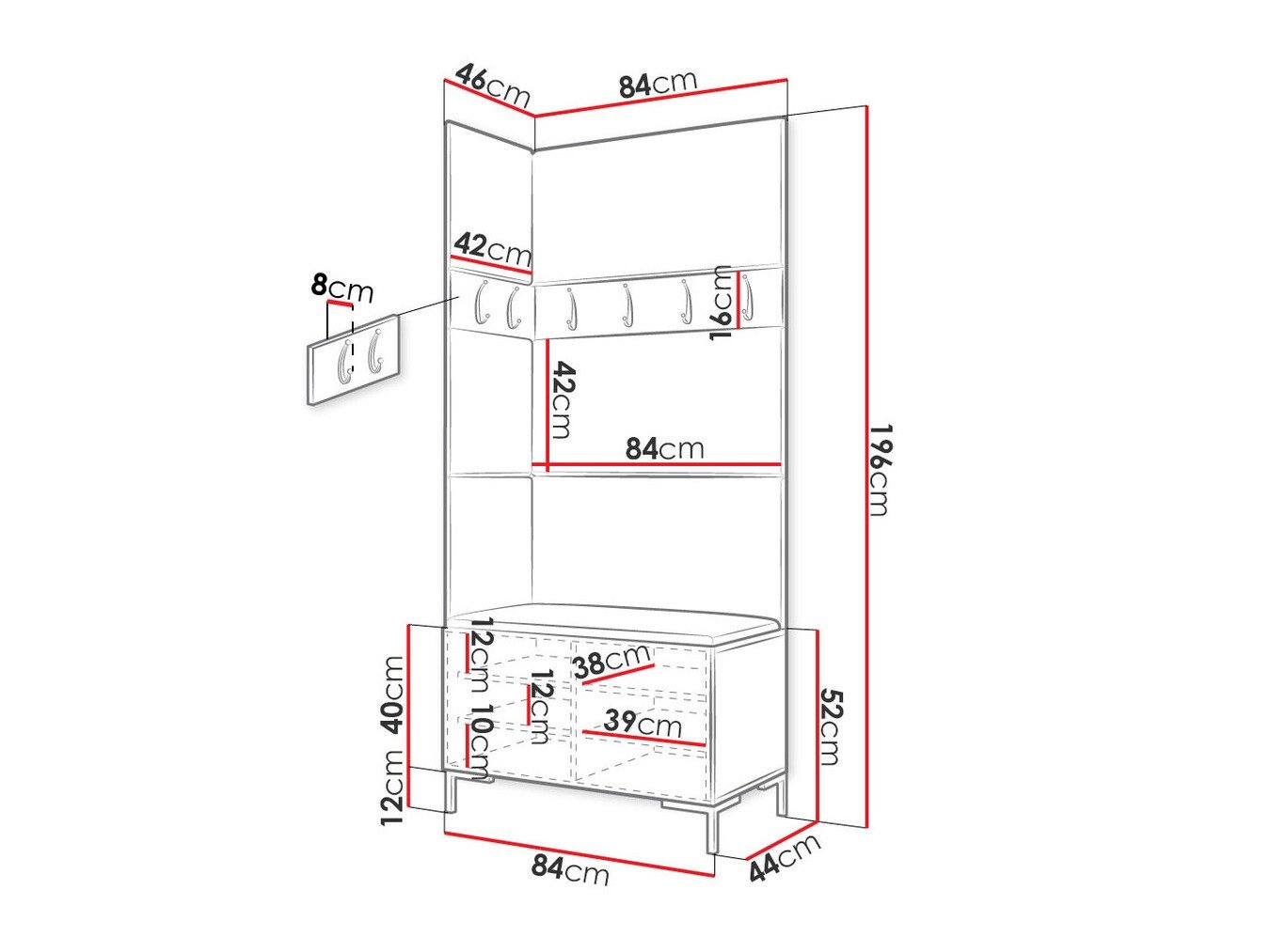 Meuble d'entrée Nomal IV (Noir)