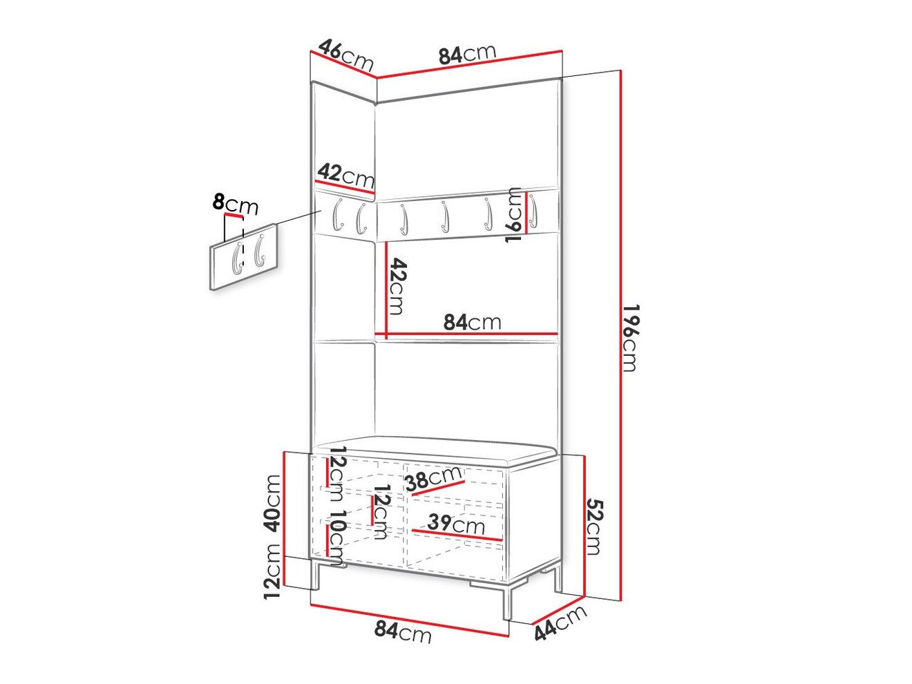 Meuble d'entrée Tivsoa 103 (Blanc)
