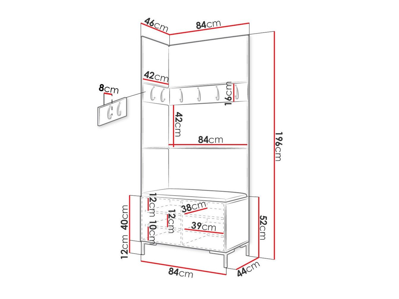 Meuble d'entrée Tivsoa 103 (Blanc)