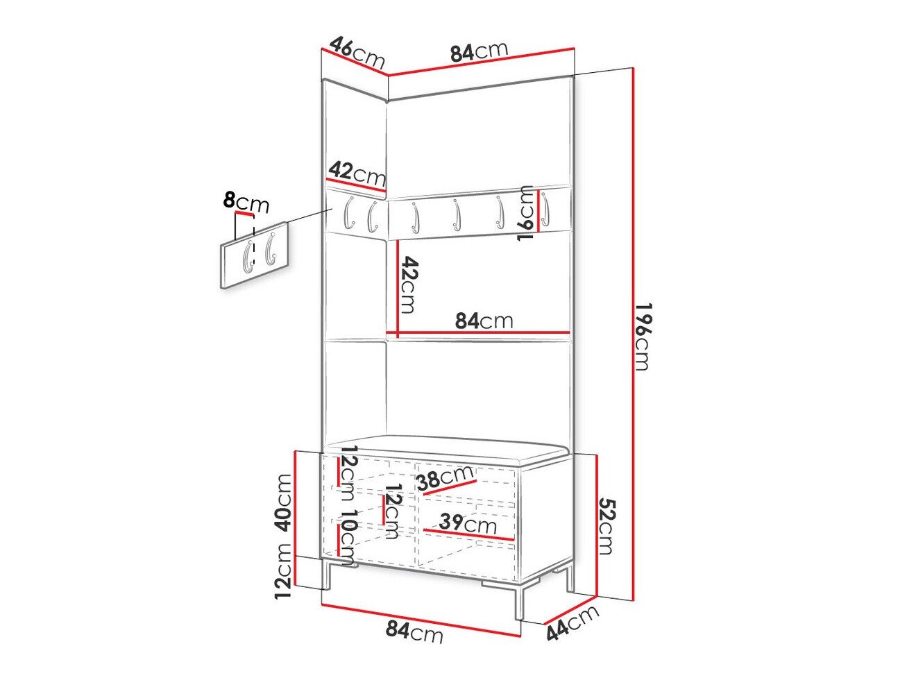 Meuble d'entrée Tivsoa 103 (Blanc)