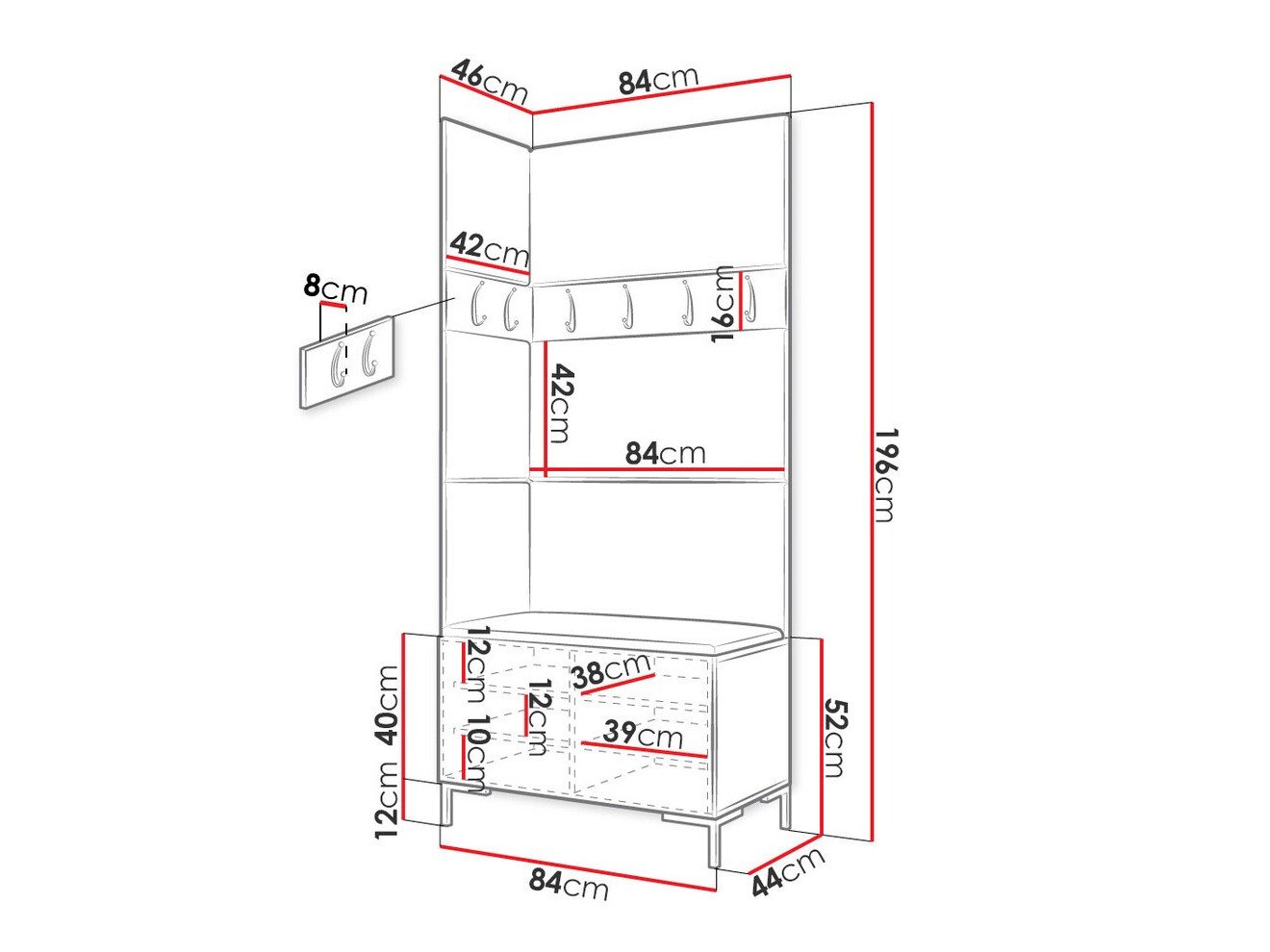 Meuble d'entrée Tivsoa 103 (Blanc)
