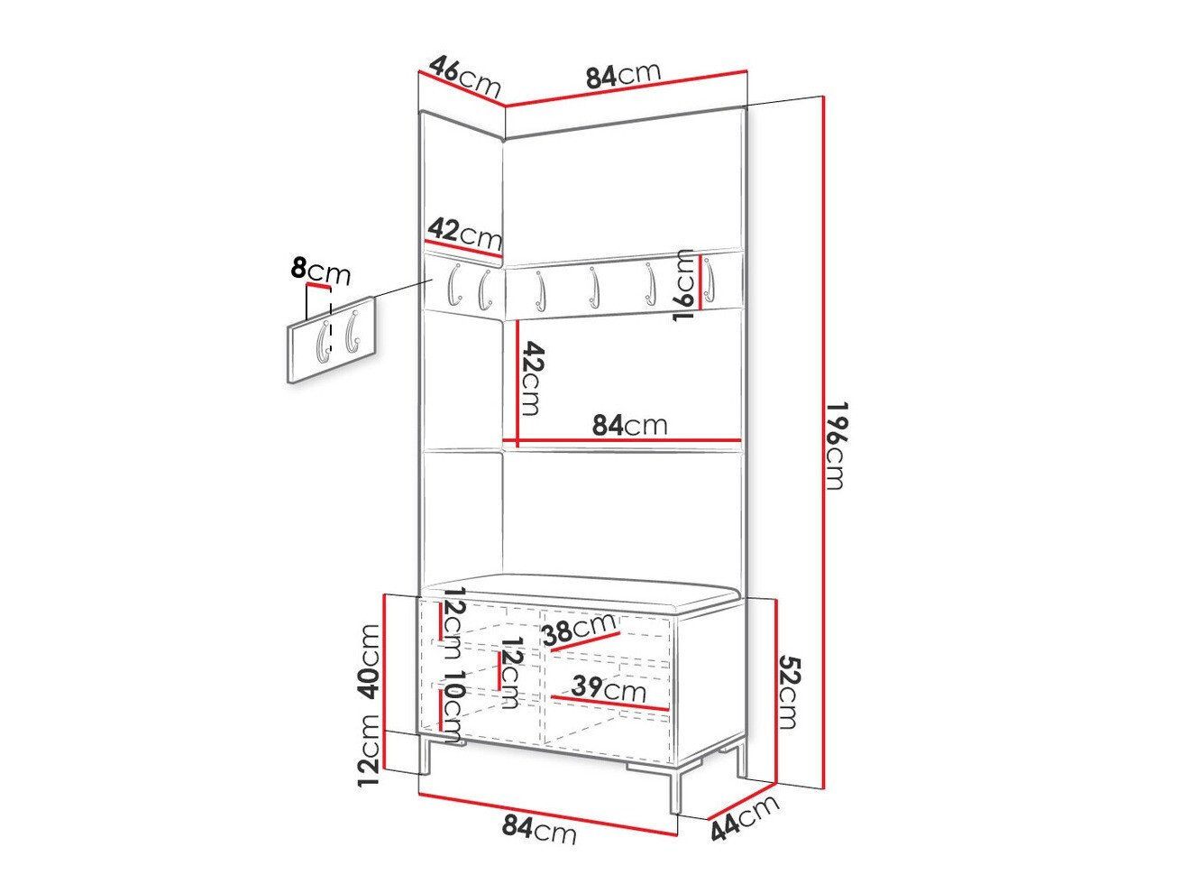 Meuble d'entrée Tivsoa 103 (Blanc)