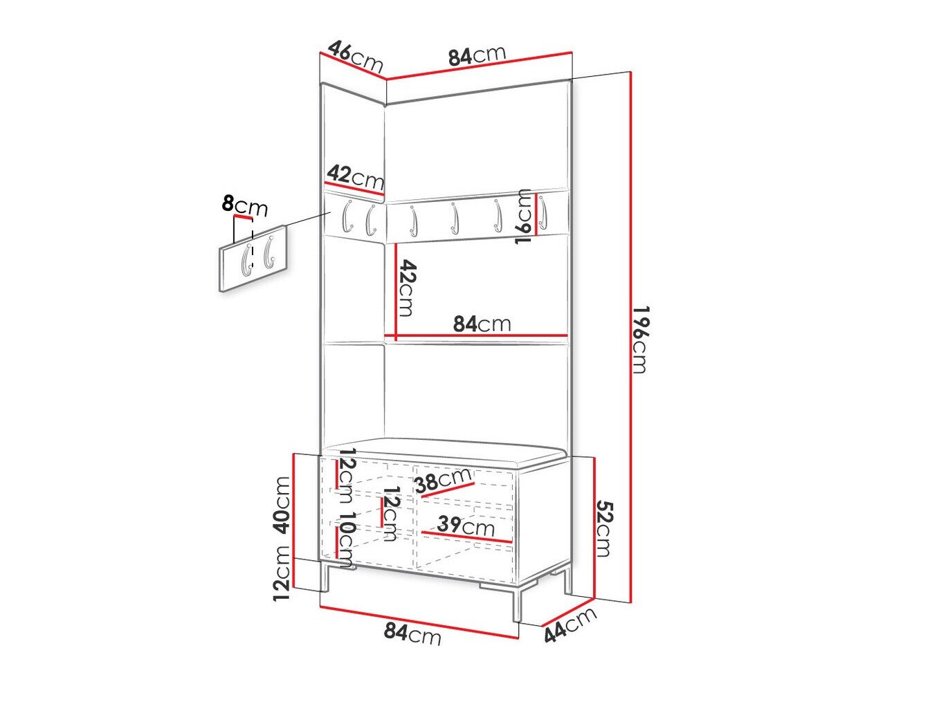 Meuble d'entrée Tivsoa 103 (Blanc)